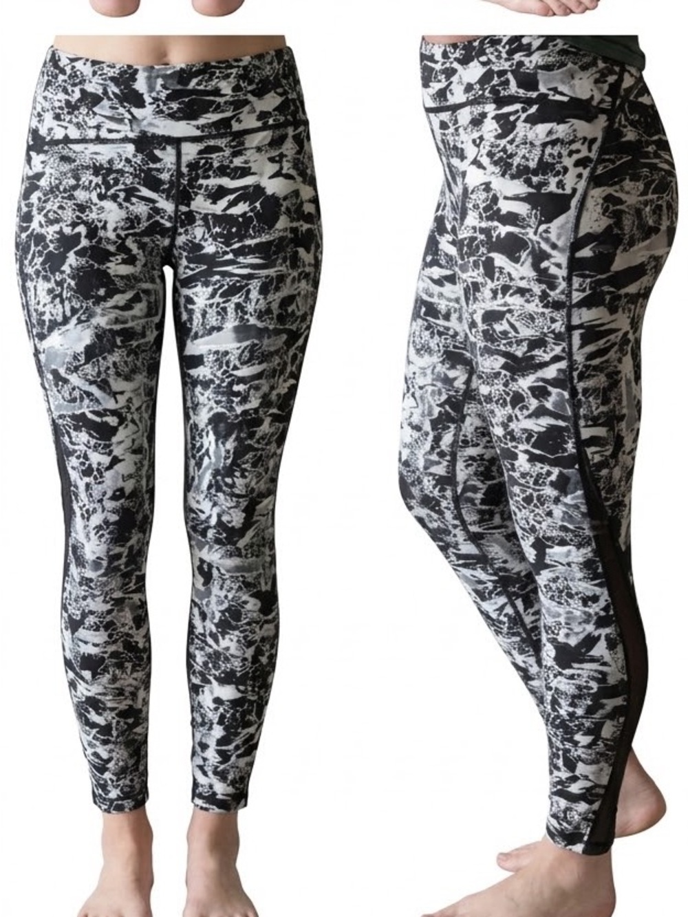 Lulu Lemon Women's Black & White Marble Active Leggings